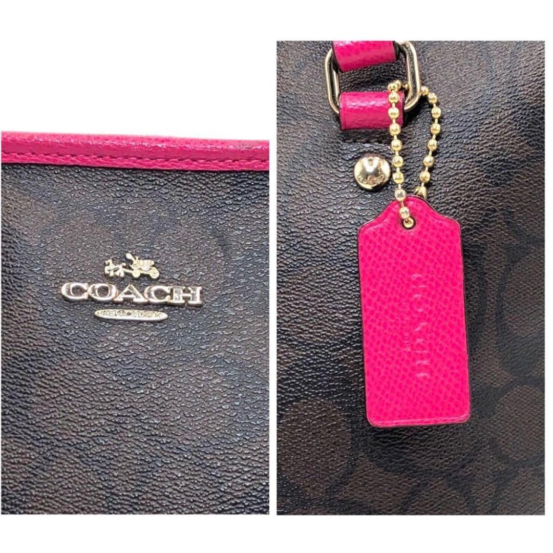 COACH コーチ トートバッグ PVC シグネチャー チャーム 茶色 ピンク