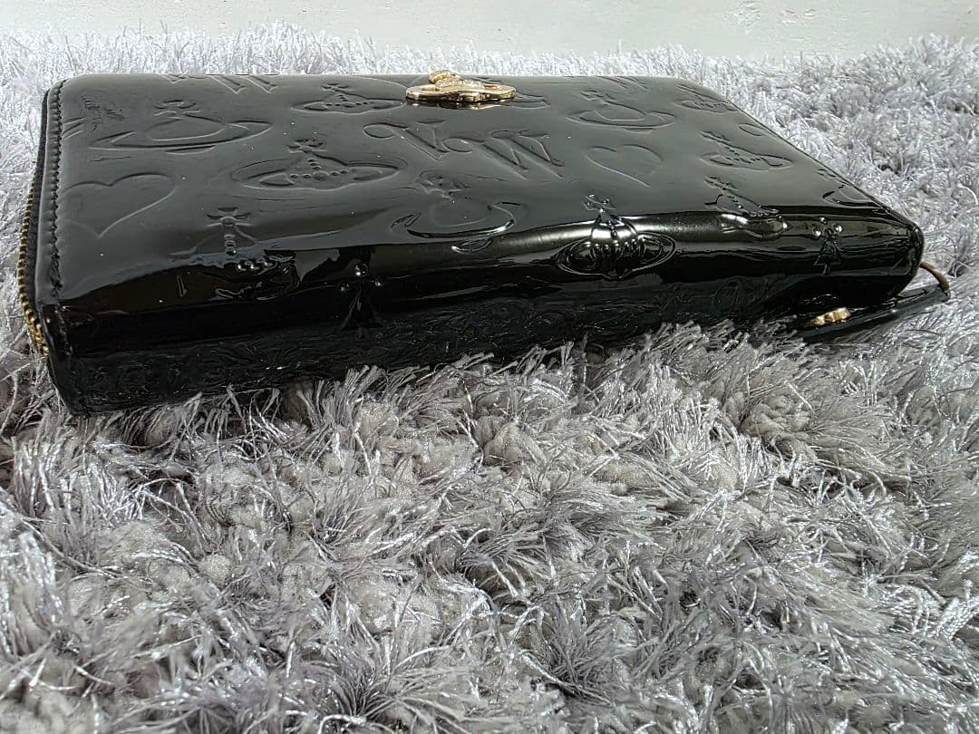 ☆美品☆ ヴィヴィアンウエストウッド 本革 エナメル オーブ 長財布 ブラック