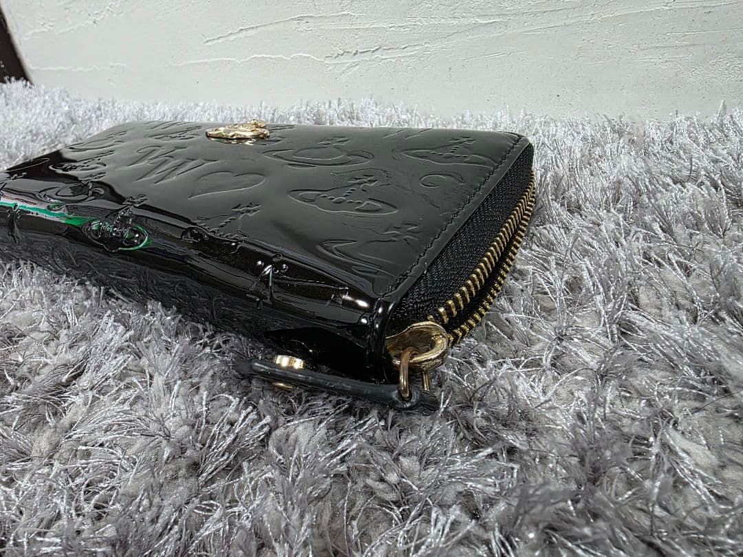 ☆美品☆ ヴィヴィアンウエストウッド 本革 エナメル オーブ 長財布 ブラック