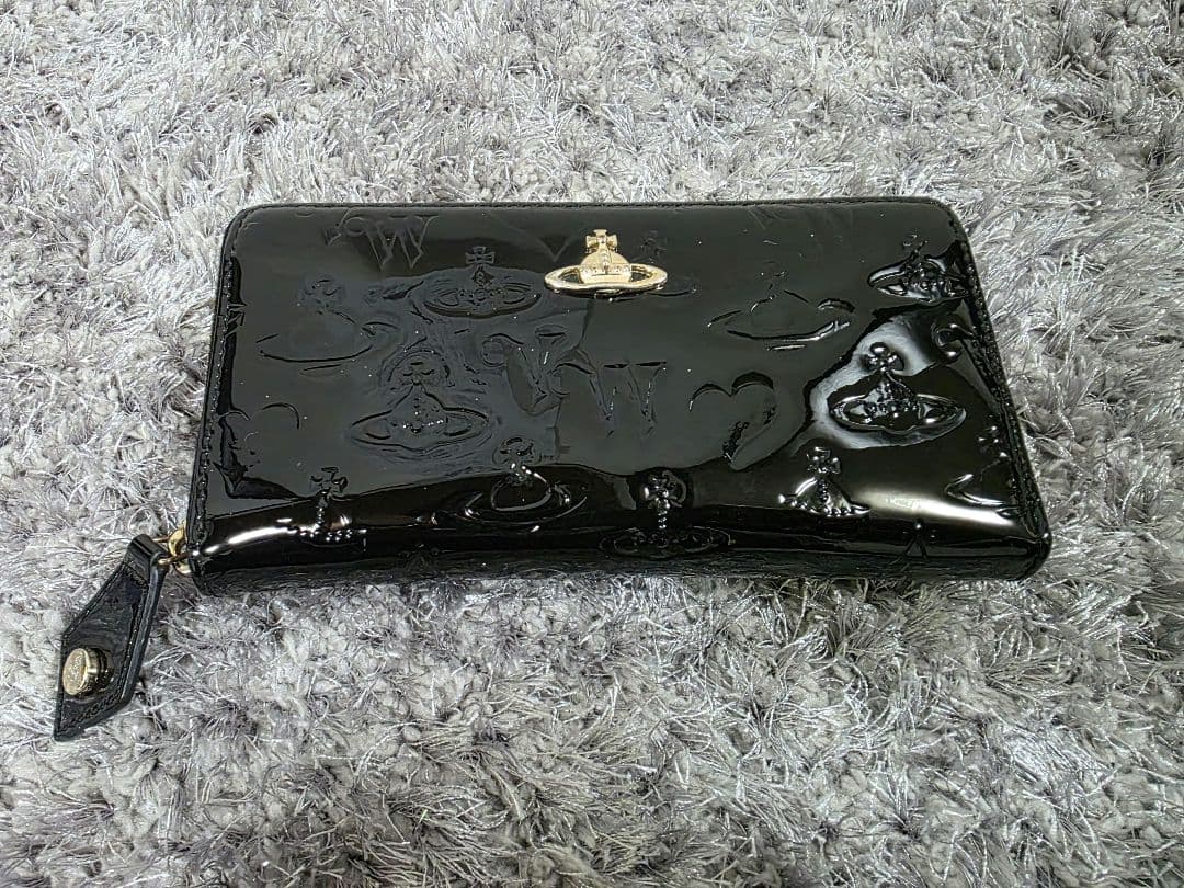 ☆美品☆ ヴィヴィアンウエストウッド 本革 エナメル オーブ 長財布 ブラック