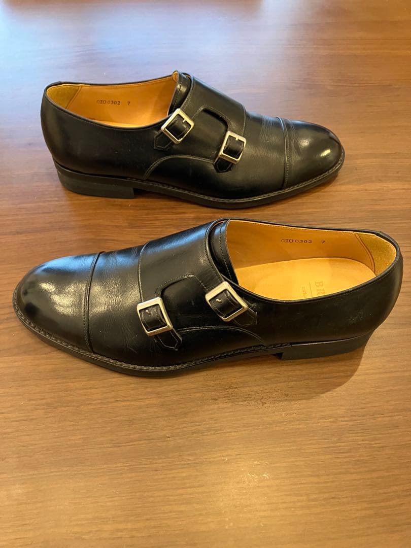 【美品】箱なし BRUNO ブルーノ ダブルモンクシューズ ブラック size7