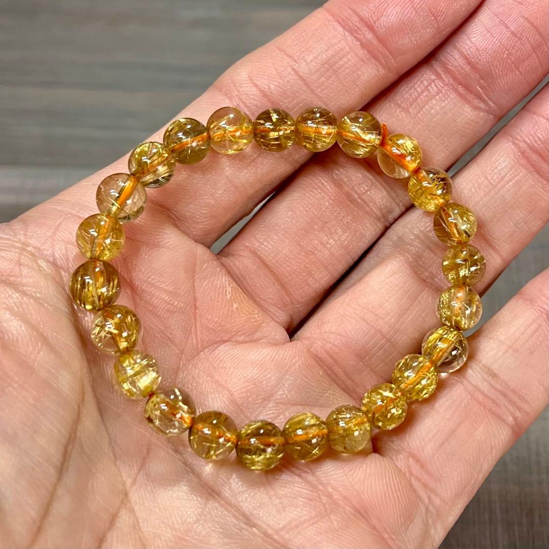 最高級　ゴールドルチルブレスレット　ギラギラ感美しい　4 ルチルクォーツ