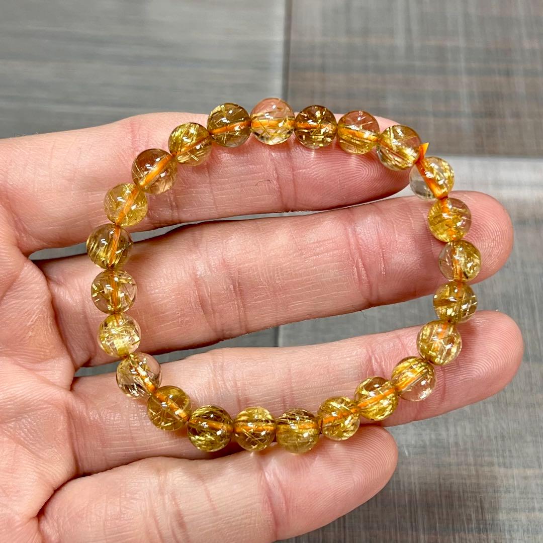 最高級　ゴールドルチルブレスレット　ギラギラ感美しい　4 ルチルクォーツ