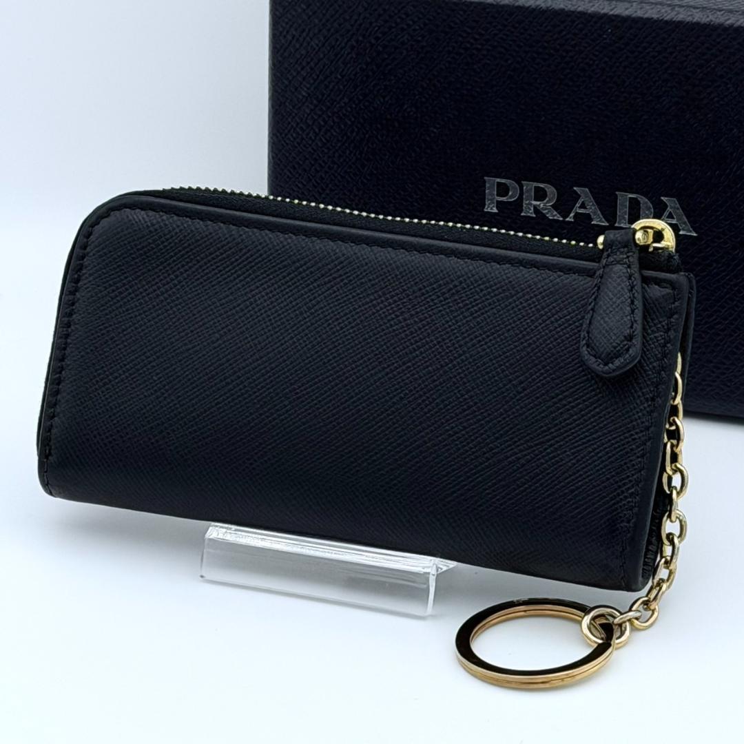 PRADA プラダ サフィアーノ キーリング付き ケース ブラック