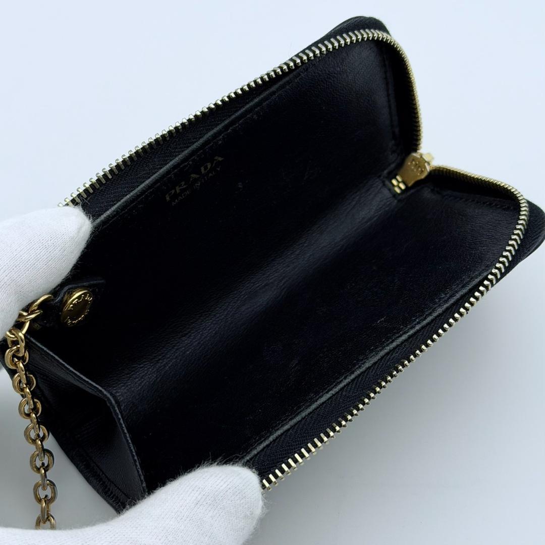 PRADA プラダ サフィアーノ キーリング付き ケース ブラック