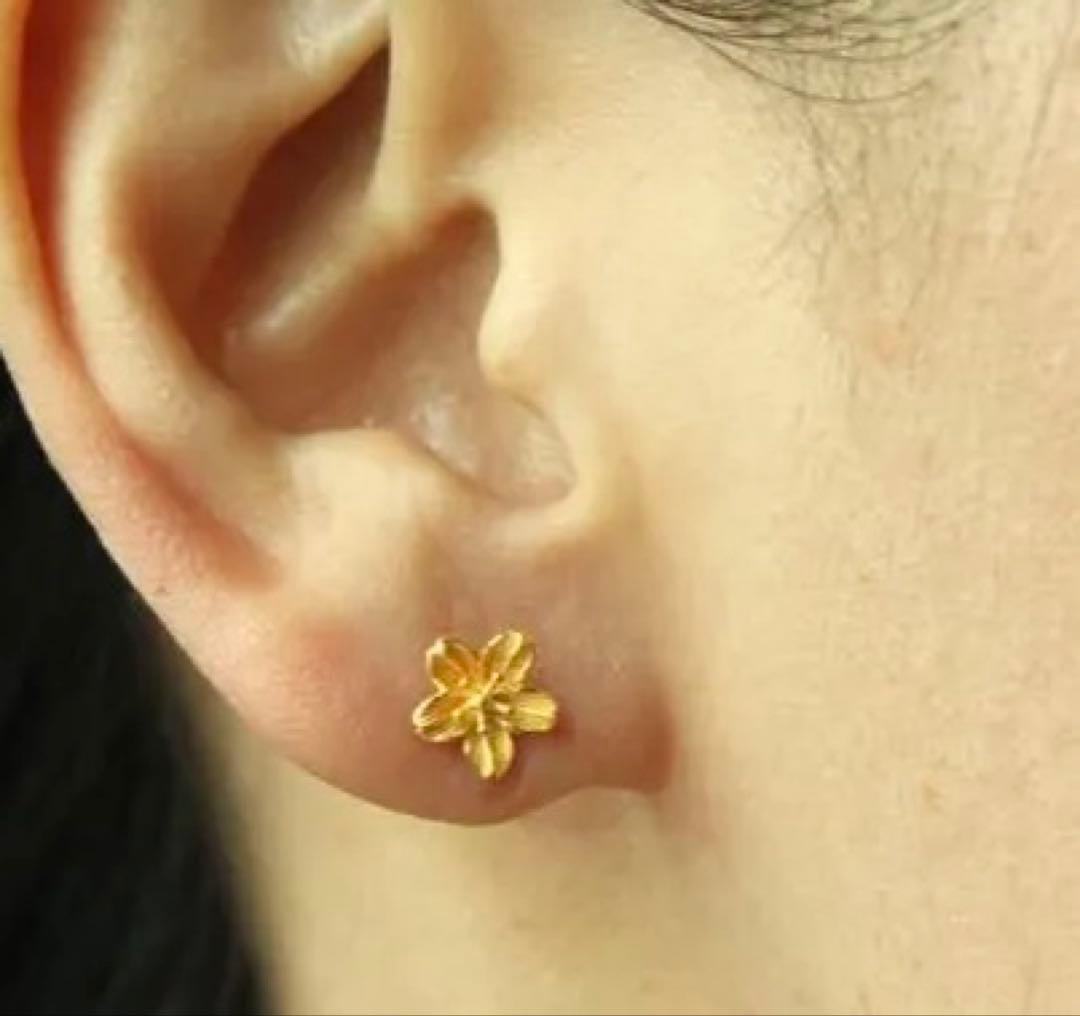 PRIMAGOLD k24 純金　一輪桜ピアス