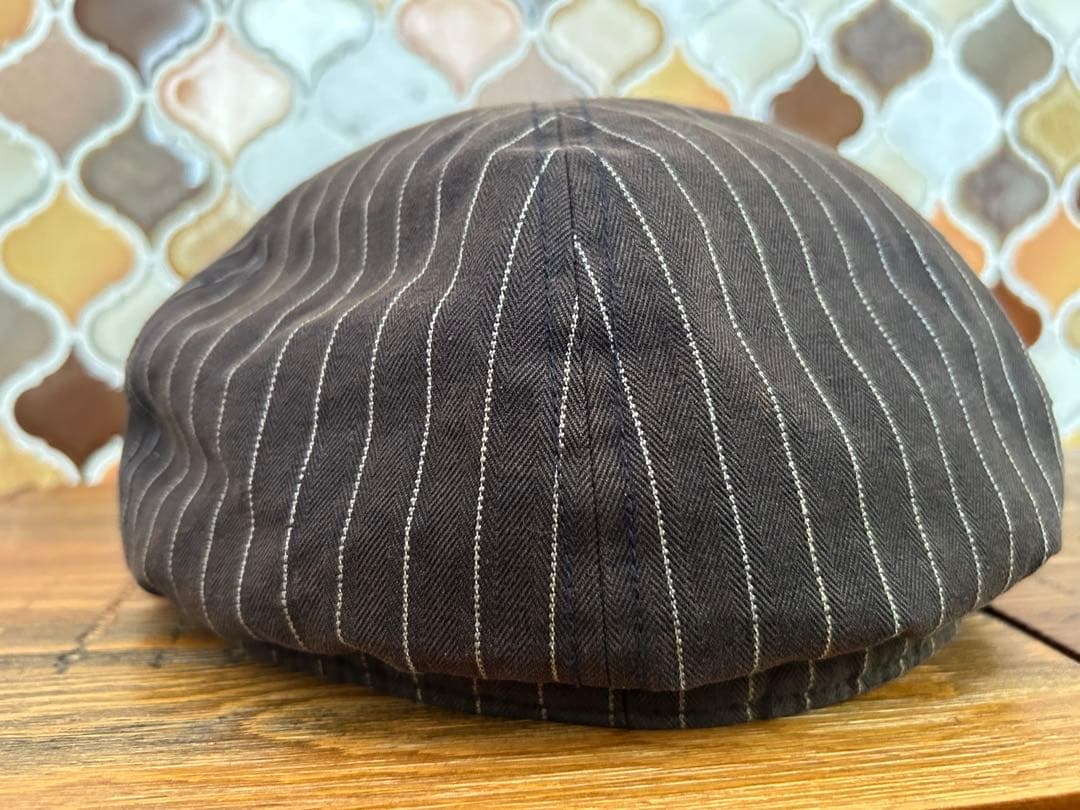 希少　ブラックストライプ　RRL ダブルアールエル　ニュースボーイキャップ