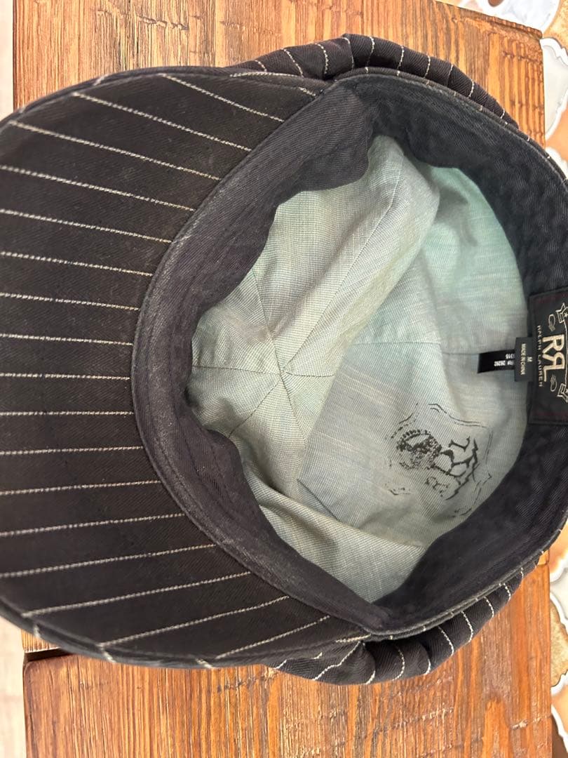希少　ブラックストライプ　RRL ダブルアールエル　ニュースボーイキャップ