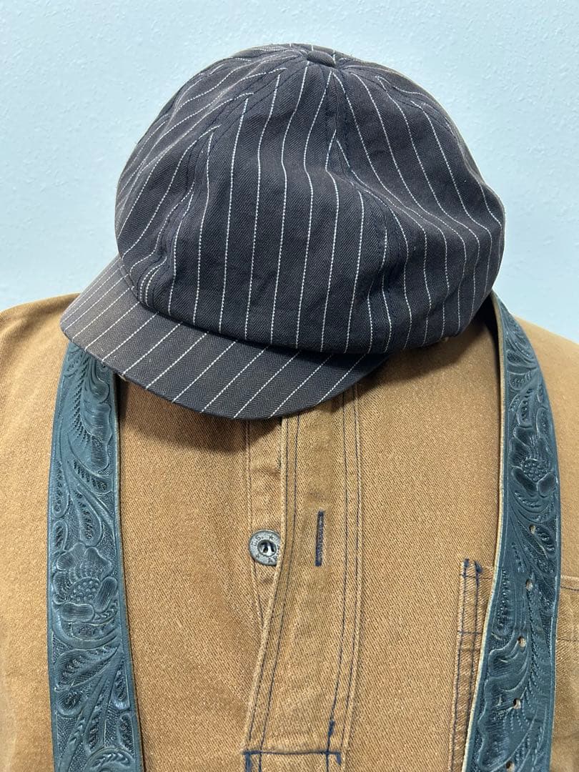 希少　ブラックストライプ　RRL ダブルアールエル　ニュースボーイキャップ