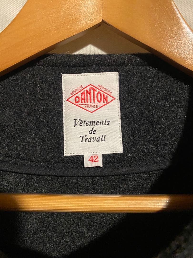 (最終値下げ)DANTON　ノーカラージャケットコート チャコールグレー 42