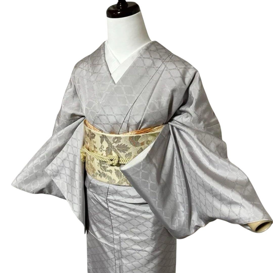 ち*ー様 未使用近い　美品　袷　正絹　大島紬系　白山紬系　紋付　訪問着　フルセッ