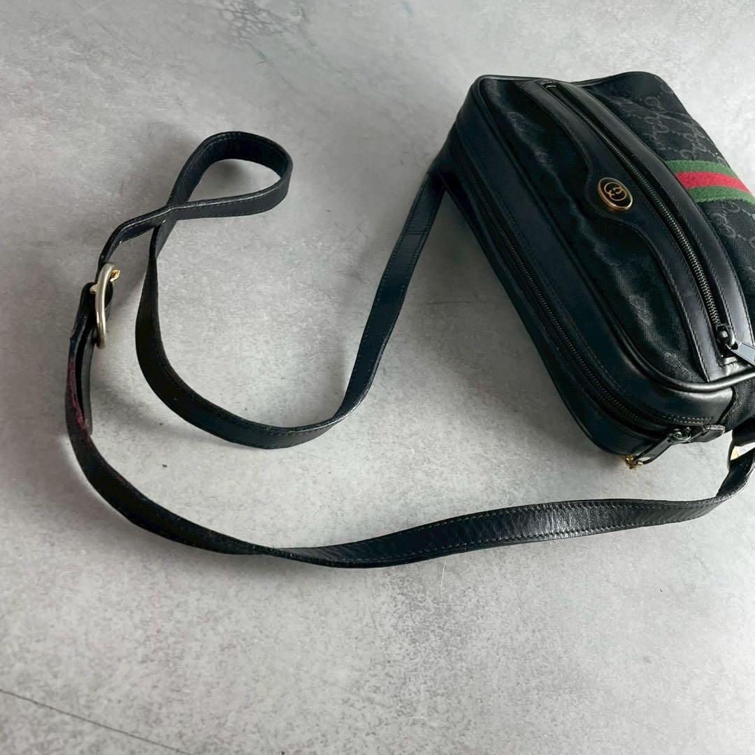 定番✨ GUCCI ショルダーバッグ GGキャンバス シェリーライン ブラック