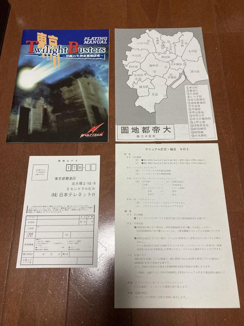 PC98用ソフト 東京トワイライトバスターズ 3.5インチ