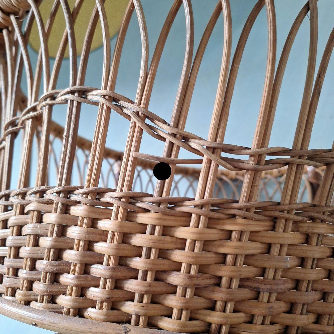 脱衣かご ラタン 藤 ラック 希少 サークル 古道具