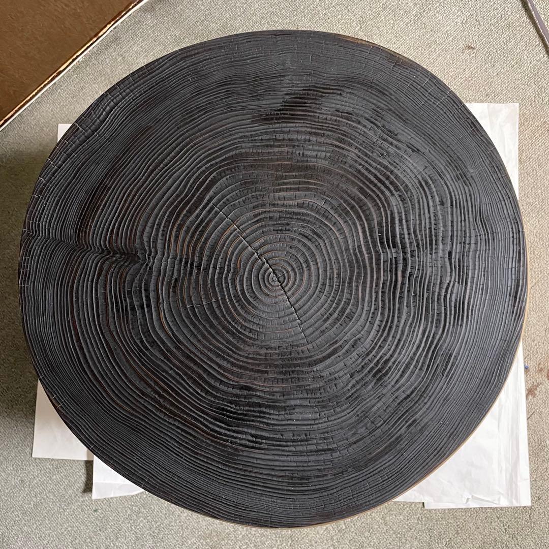 丸太　3段スツール 黒とナチュラルウッド