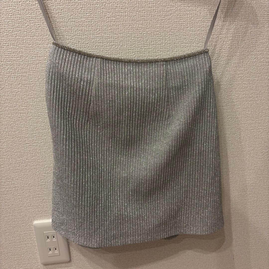 ROBE de FLEURS スパークルラメニットミニリボンタイト