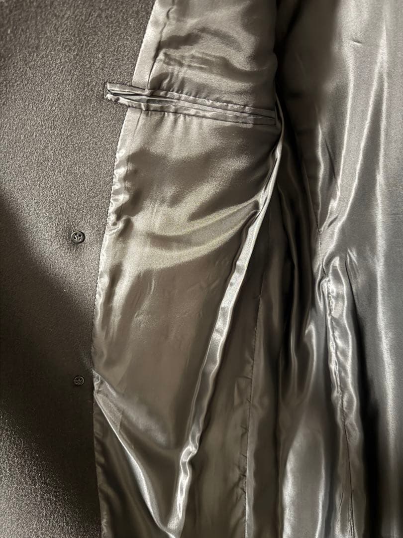 ブラック ダブルチェスターコート カシミヤ混