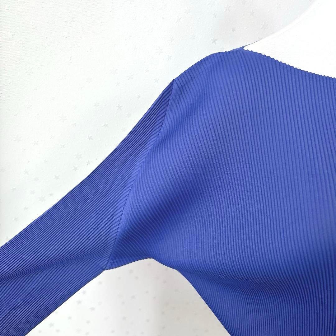 美品✨希少色✨プリーツプリーズ　長袖カットソー　ブルー　青　デザイナーズ