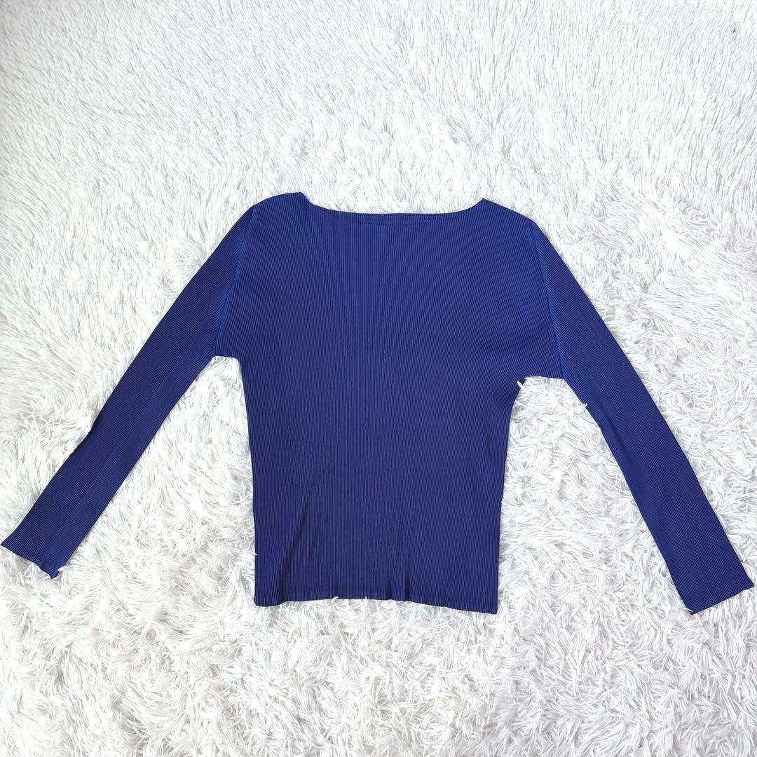 美品✨希少色✨プリーツプリーズ　長袖カットソー　ブルー　青　デザイナーズ