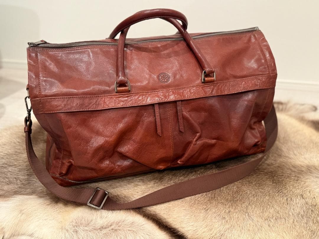 本革 ボストンバッグ 北欧 Saddler 高級ガーメントバッグ