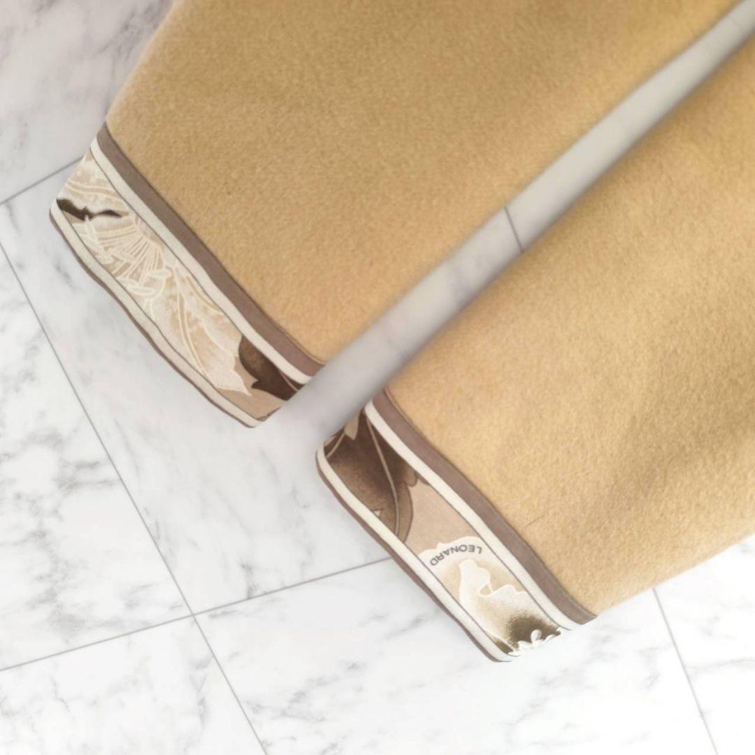 レオナール ダブルフェイス 袖口 フラワー トリム リボン ジャケット コート