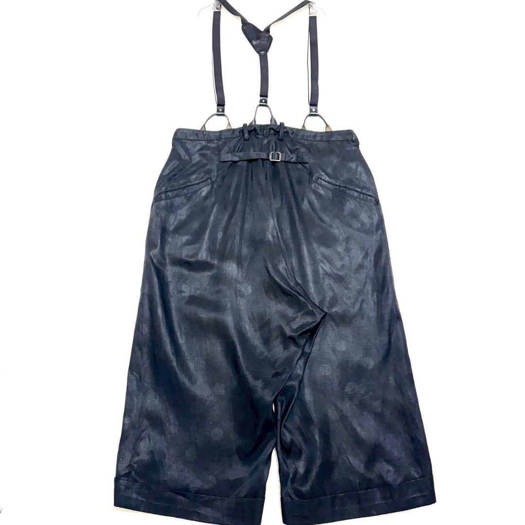 【専用】Y's サスペンダー付 ドット柄 ワイドパンツ 本革 ロゴ刻印 ブラック