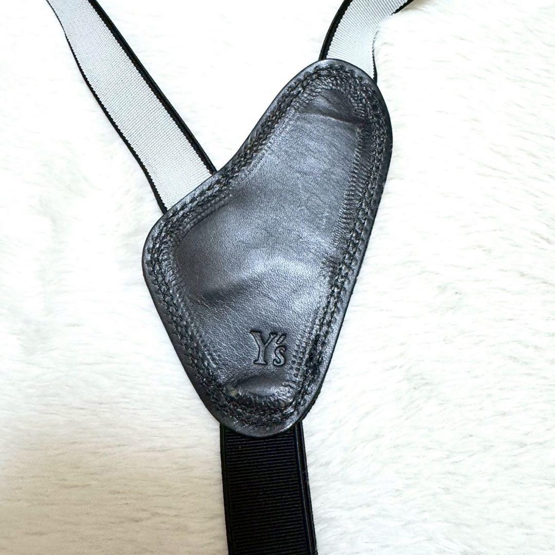 【専用】Y's サスペンダー付 ドット柄 ワイドパンツ 本革 ロゴ刻印 ブラック