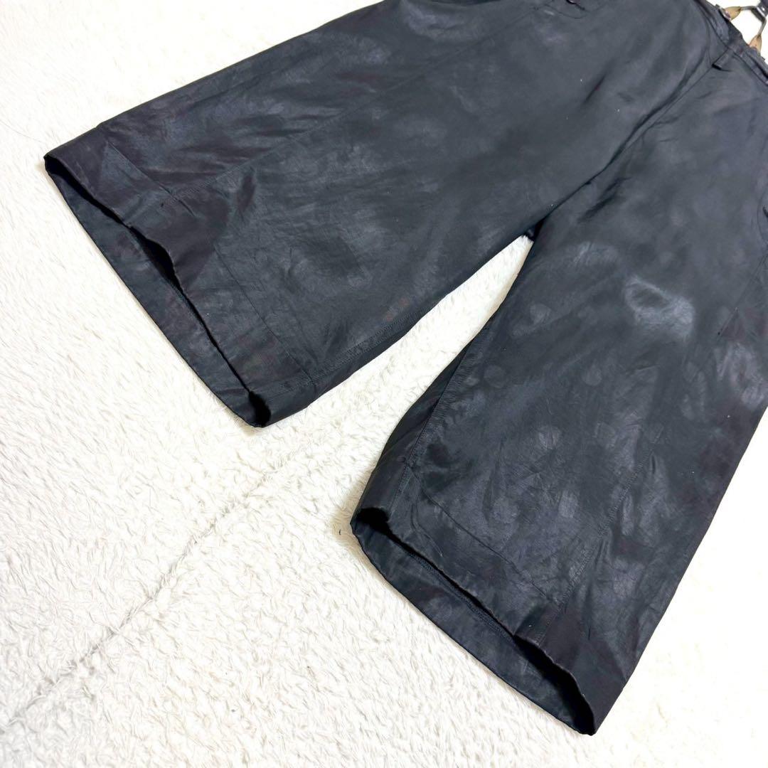 【専用】Y's サスペンダー付 ドット柄 ワイドパンツ 本革 ロゴ刻印 ブラック