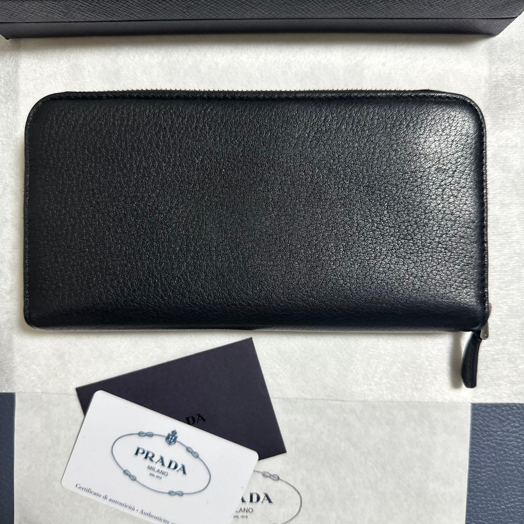 美品 PRADA ブラック 長財布 認証カード付き