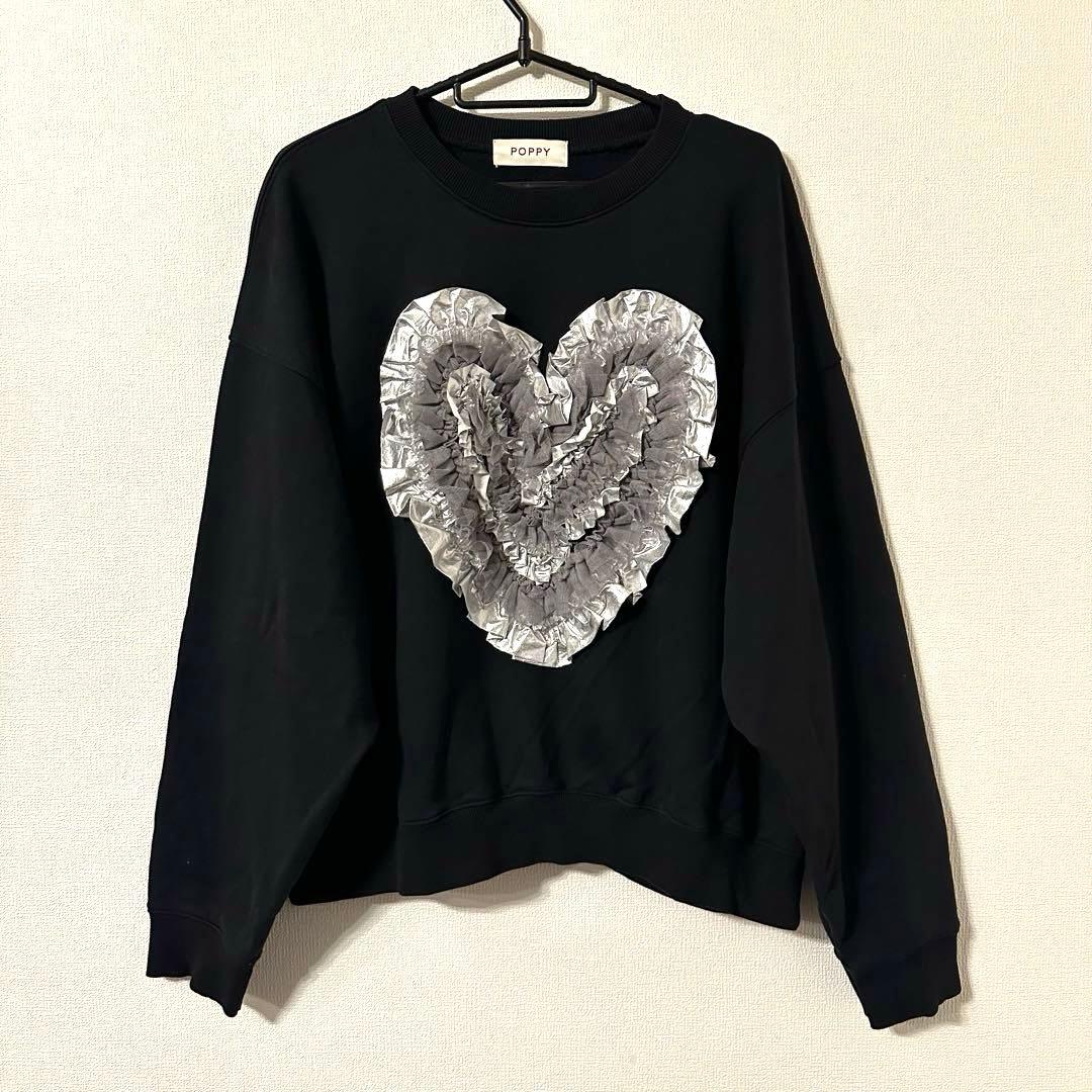 【美品•完売品】POPPY HEART TULLE SWEATSHIRT 黒