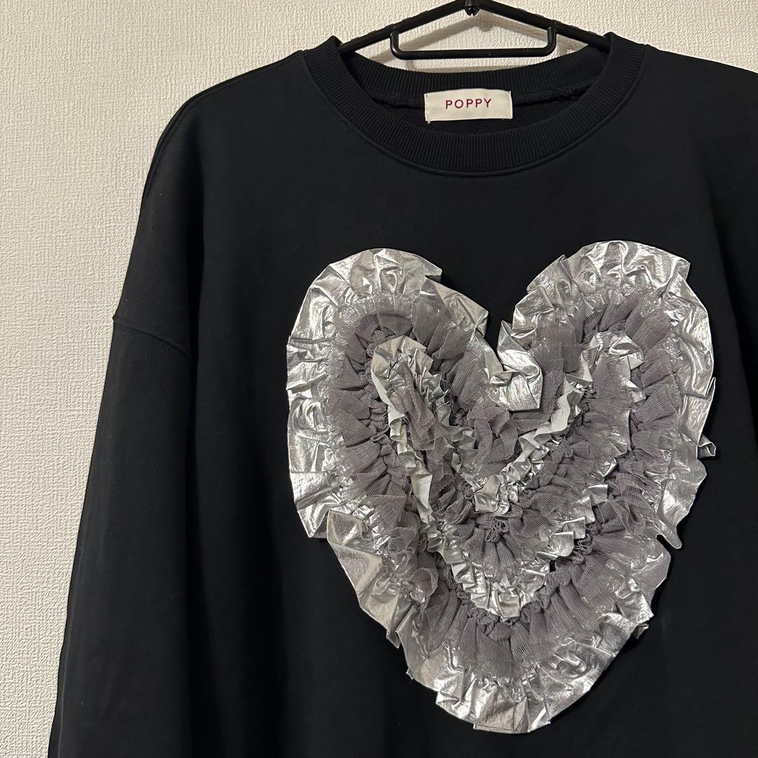 【美品•完売品】POPPY HEART TULLE SWEATSHIRT 黒