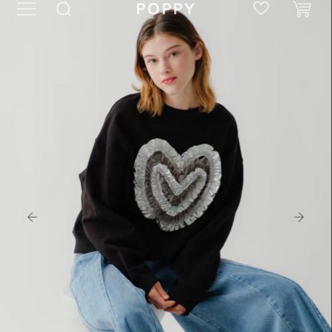 【美品•完売品】POPPY HEART TULLE SWEATSHIRT 黒