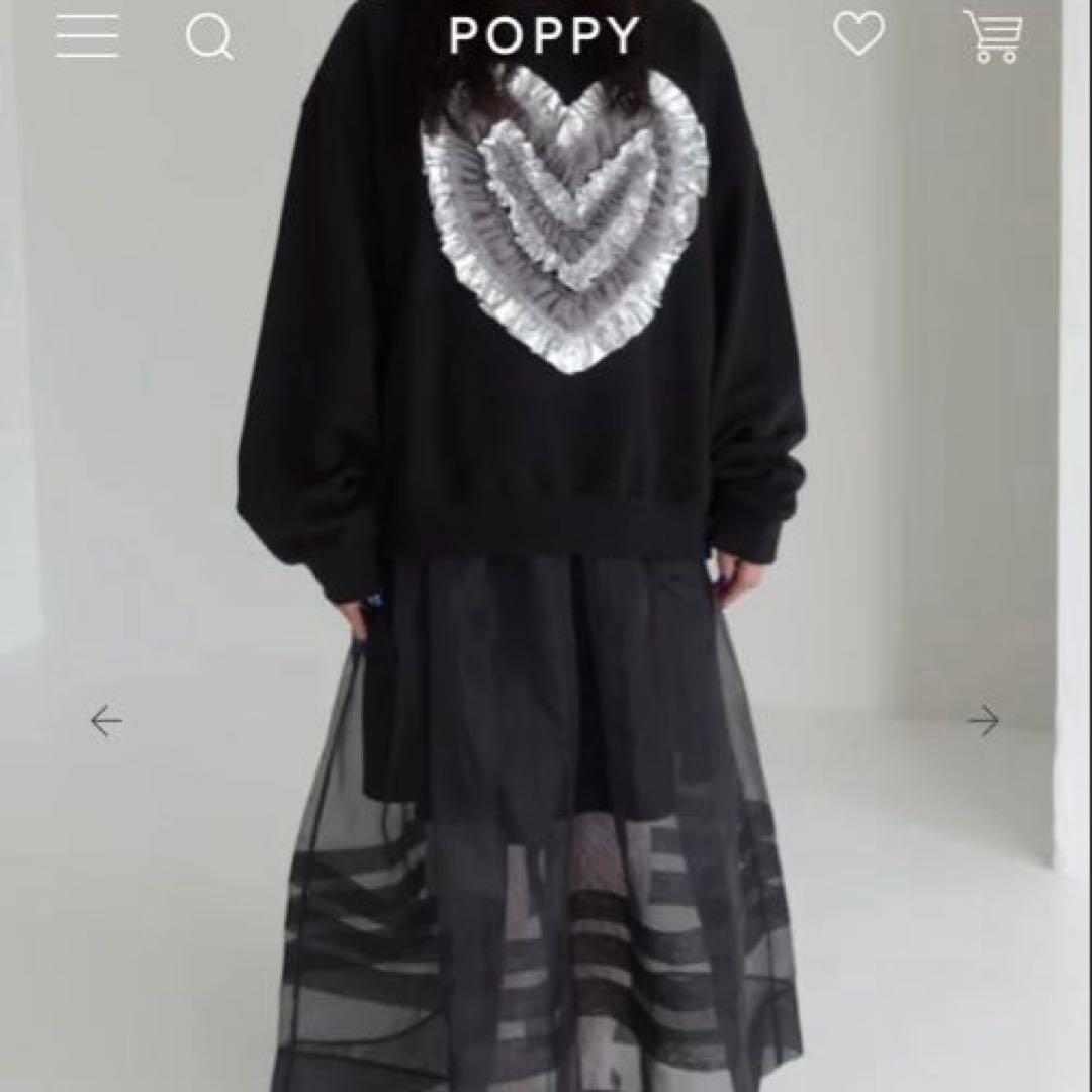 【美品•完売品】POPPY HEART TULLE SWEATSHIRT 黒