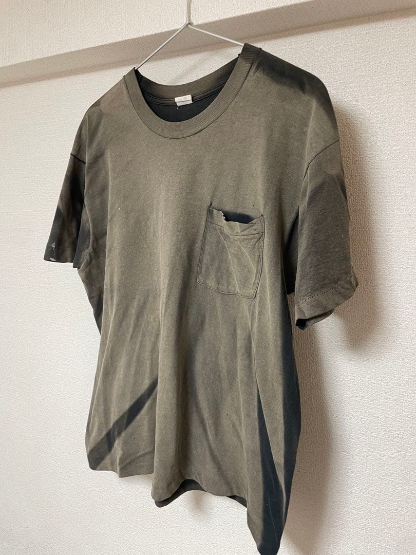 80s 90s USA製　胸ポケットTシャツ スーパーフェード　ブラック