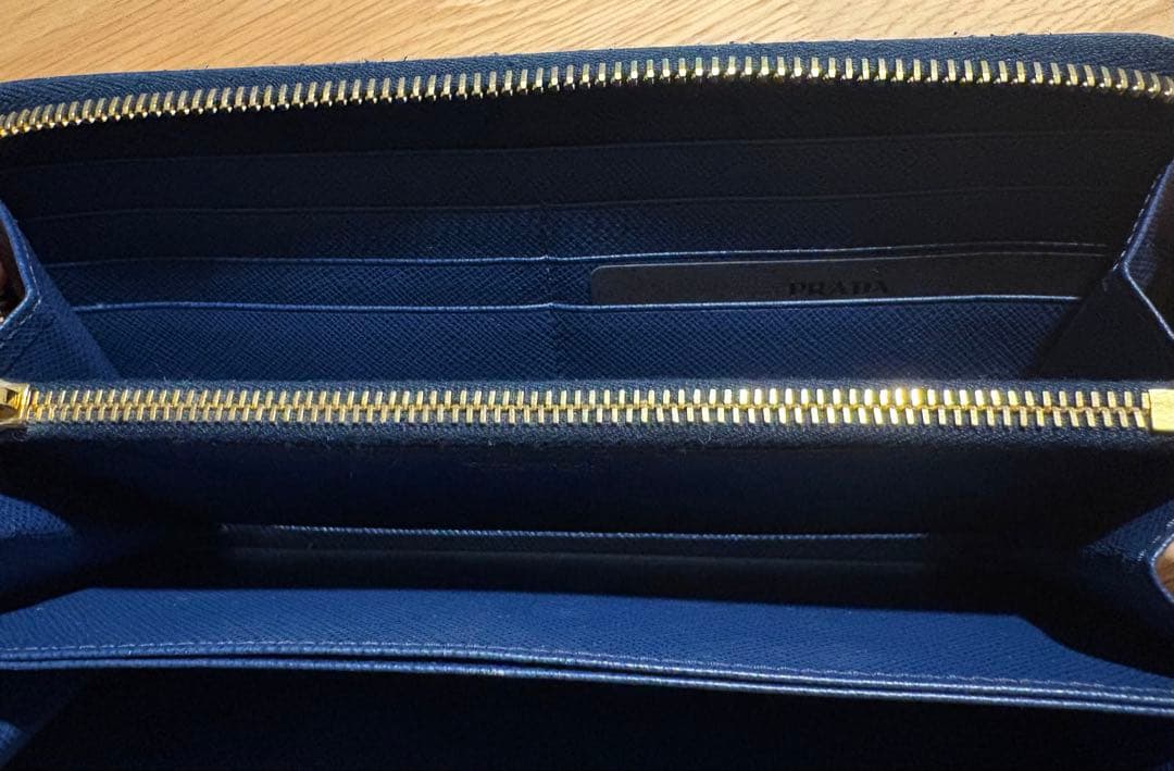 【証明証/箱あり】PRADA プラダ サフィアーノ 長財布 青 ネイビー