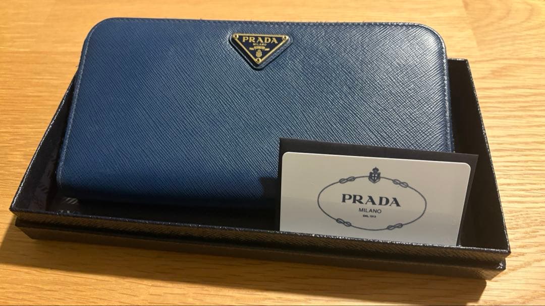 【証明証/箱あり】PRADA プラダ サフィアーノ 長財布 青 ネイビー