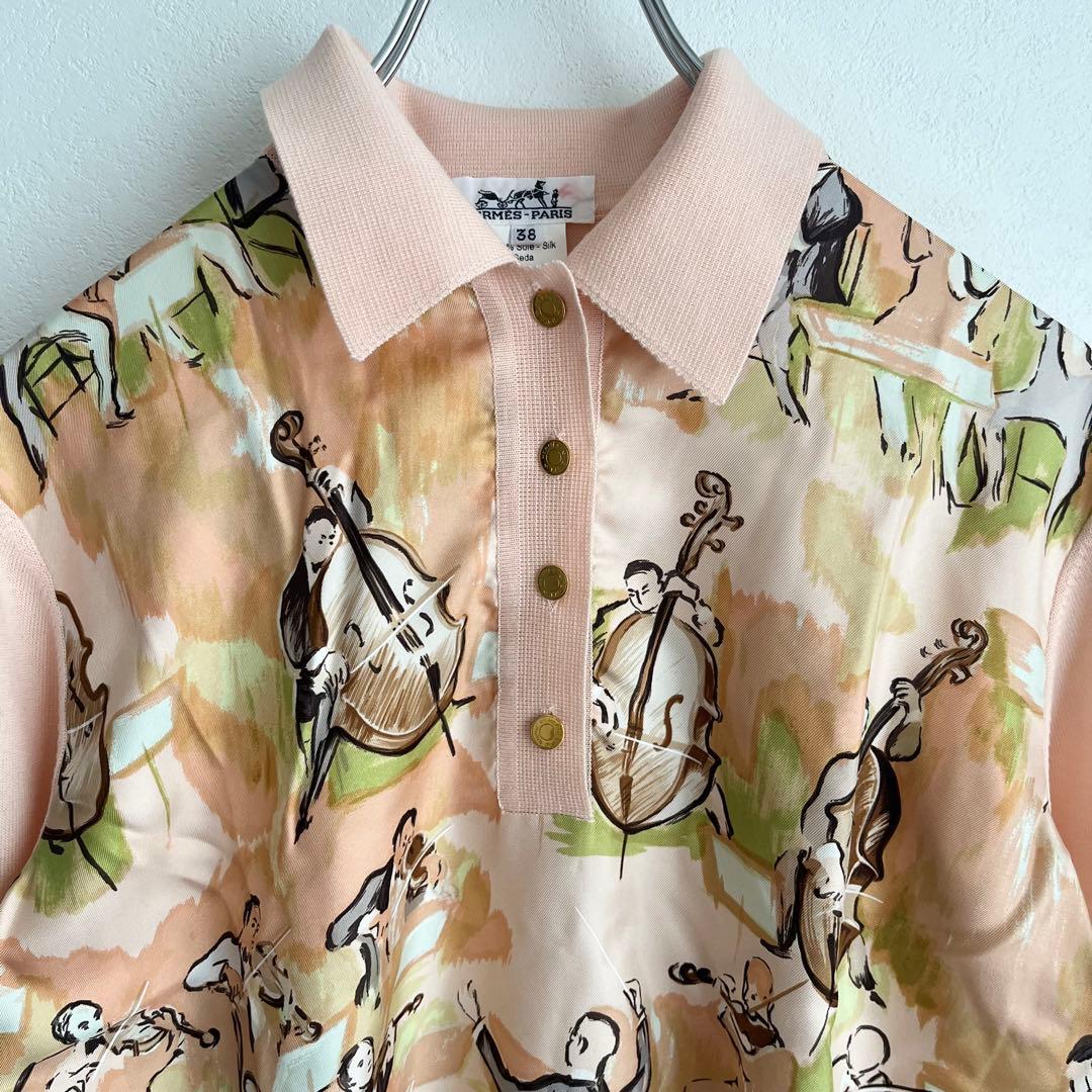 【未使用級✨】HERMES ニット　ポロシャツ　シルク100% セリエボタン