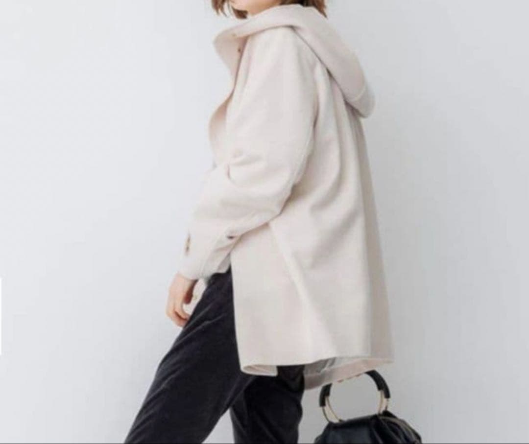 美品☆ 23区 ウールカシミヤビーバー フード付き ショートコート 44