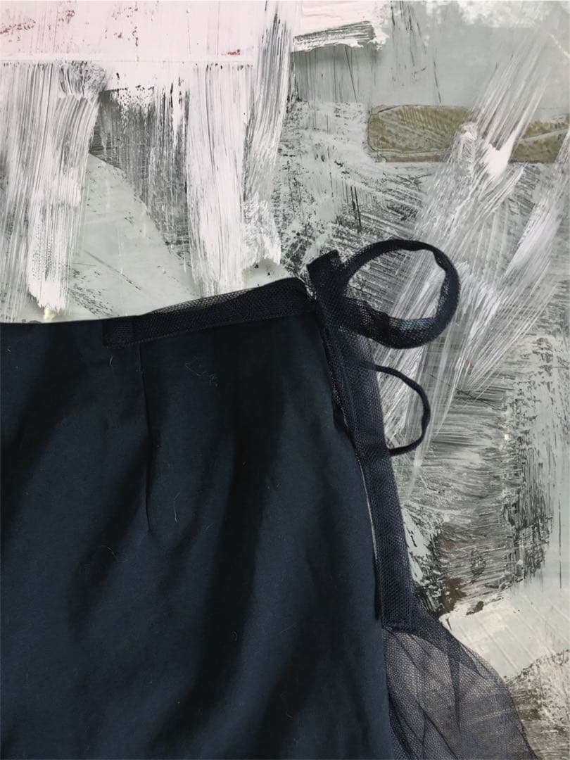 新品 コムデギャルソン ブラックパンツチュールプリーツスカート付レイヤードパンツ