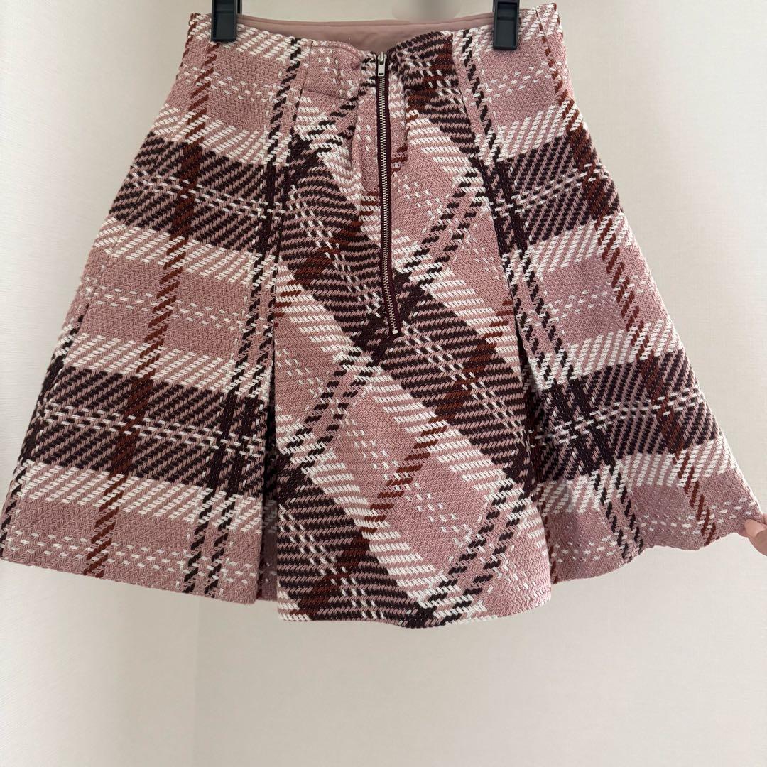 SNIDEL ロービングチェックミニスカート ピンク 1サイズ