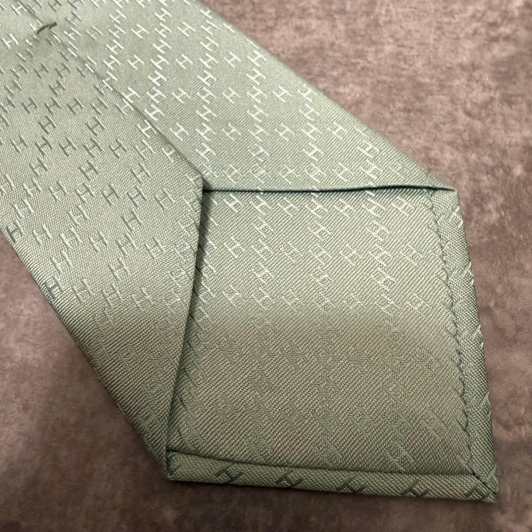 HERMES エルメス ネクタイ ミントグリーン ファソネ H柄 定番 王道