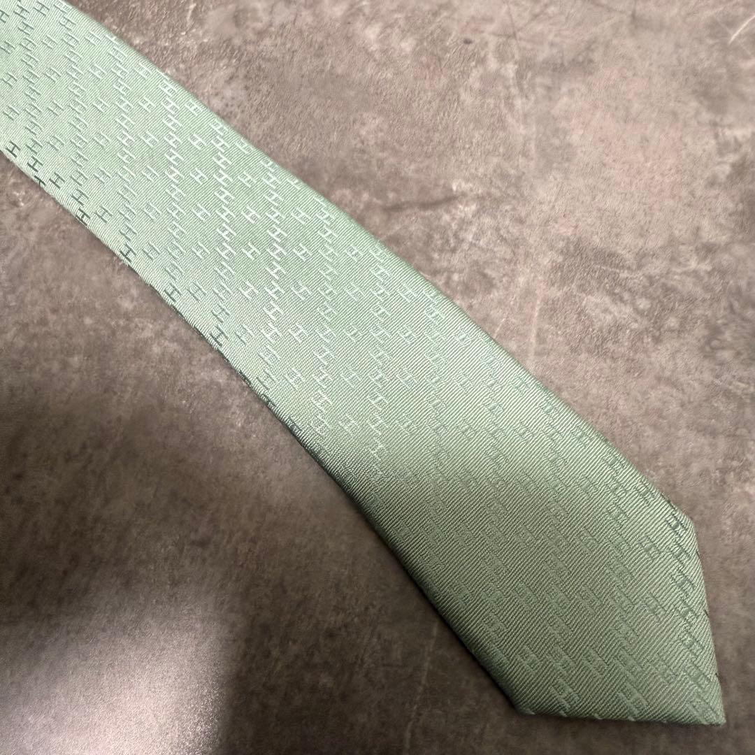 HERMES エルメス ネクタイ ミントグリーン ファソネ H柄 定番 王道