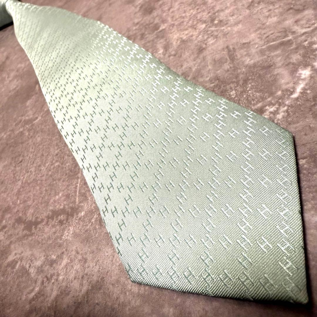 HERMES エルメス ネクタイ ミントグリーン ファソネ H柄 定番 王道