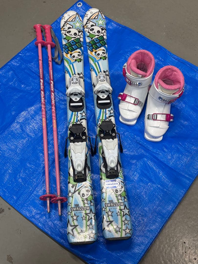 子供用スキーセット3点　キッズ　swallow スキー板100cm 靴17cm