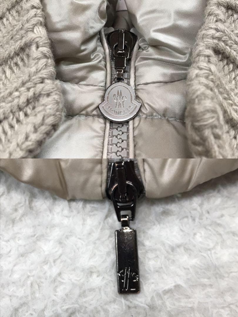 【希少】モンクレール ケーブルニット切り替えダウンベスト ベージュ　S