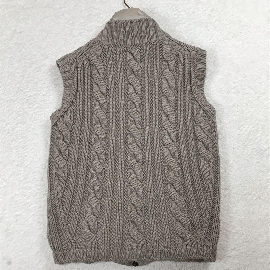 【希少】モンクレール ケーブルニット切り替えダウンベスト ベージュ　S