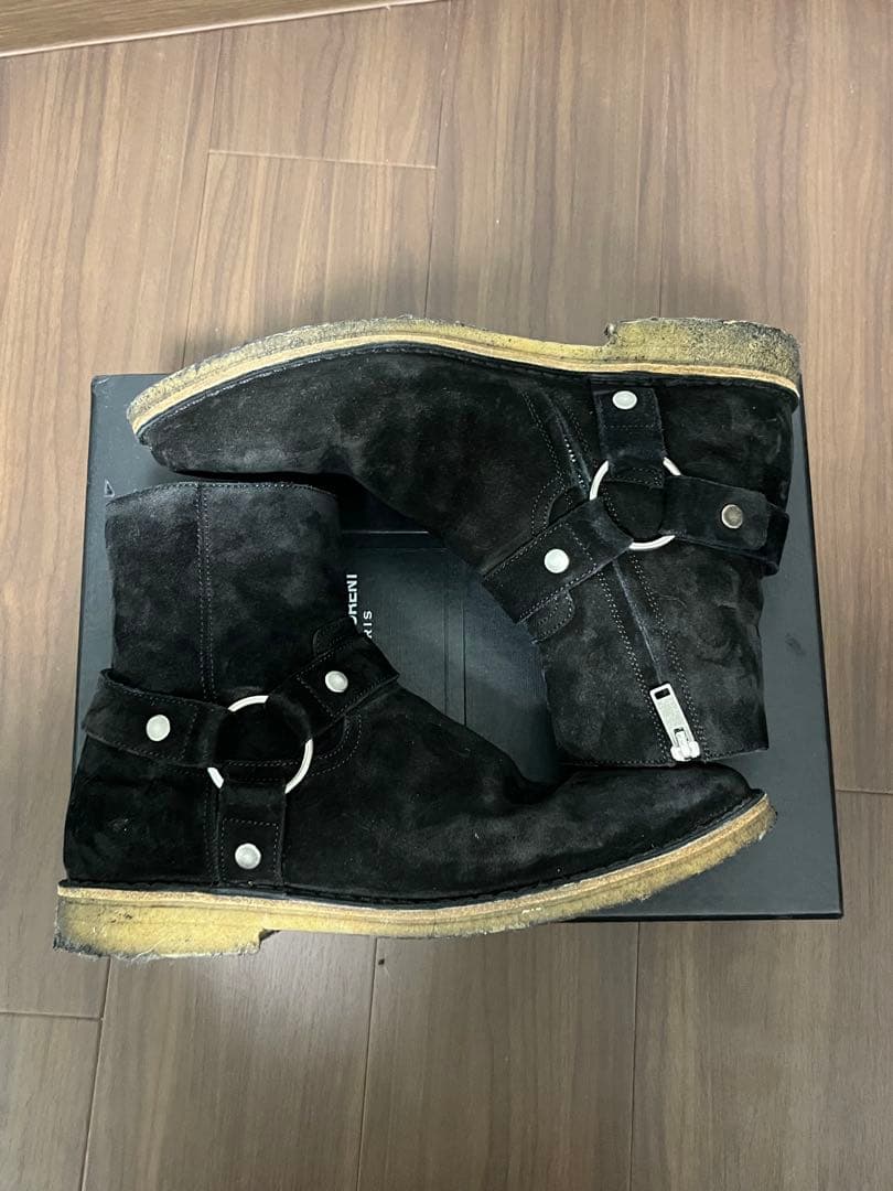 SAINT LAURENT サンローラン ブラック スウェードサイドゴアブーツ