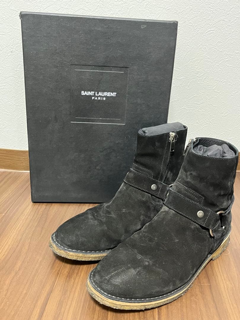 SAINT LAURENT サンローラン ブラック スウェードサイドゴアブーツ