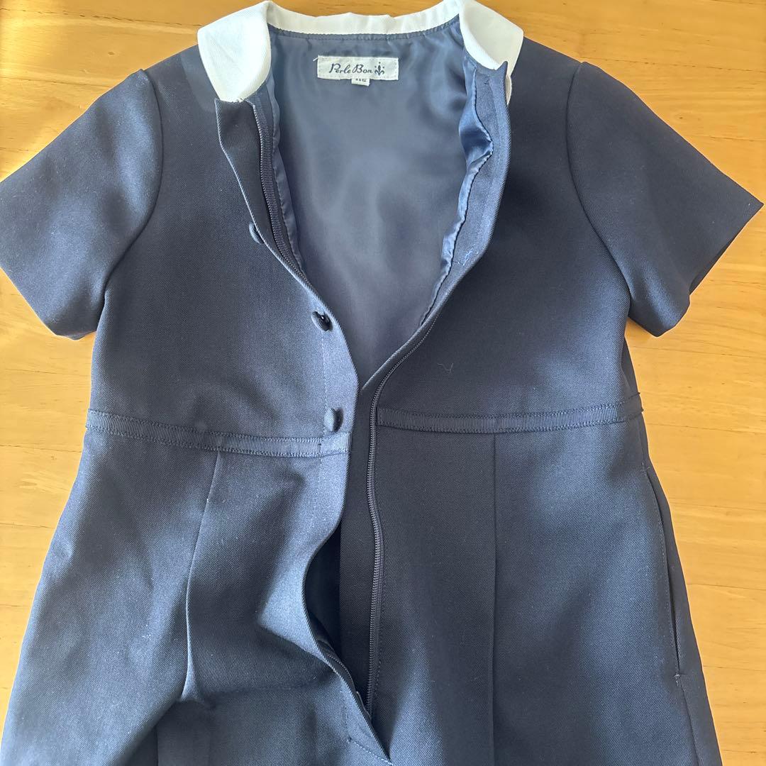 Perle Bon 半袖ワンピース 115 ネイビー