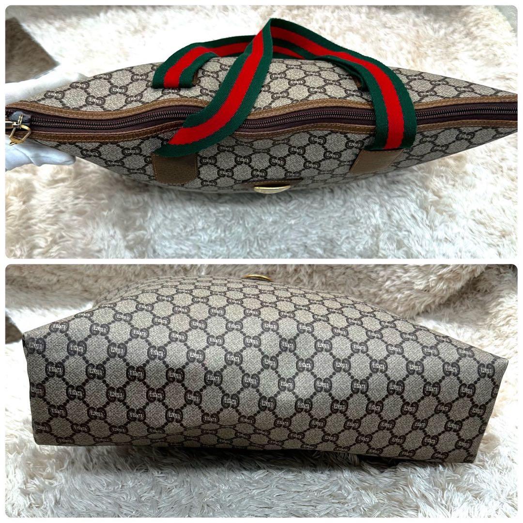 【美品】グッチ トートバッグ シェリーライン GGプラス ベージュ